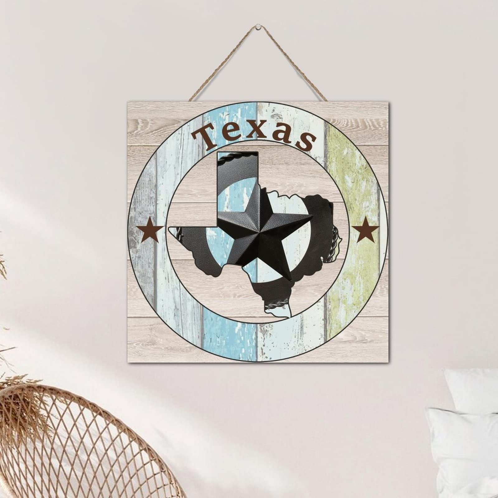 Texas Lone Star Home Map Wall Art Cartello decorativo da parete in legno invecchiato antico Texas