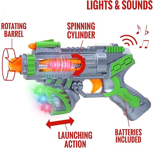 Miniatura 4 de Kidplokio Superhéroe Galaxy Space Sonic Blaster Toy Lights Sonidos - Verde
