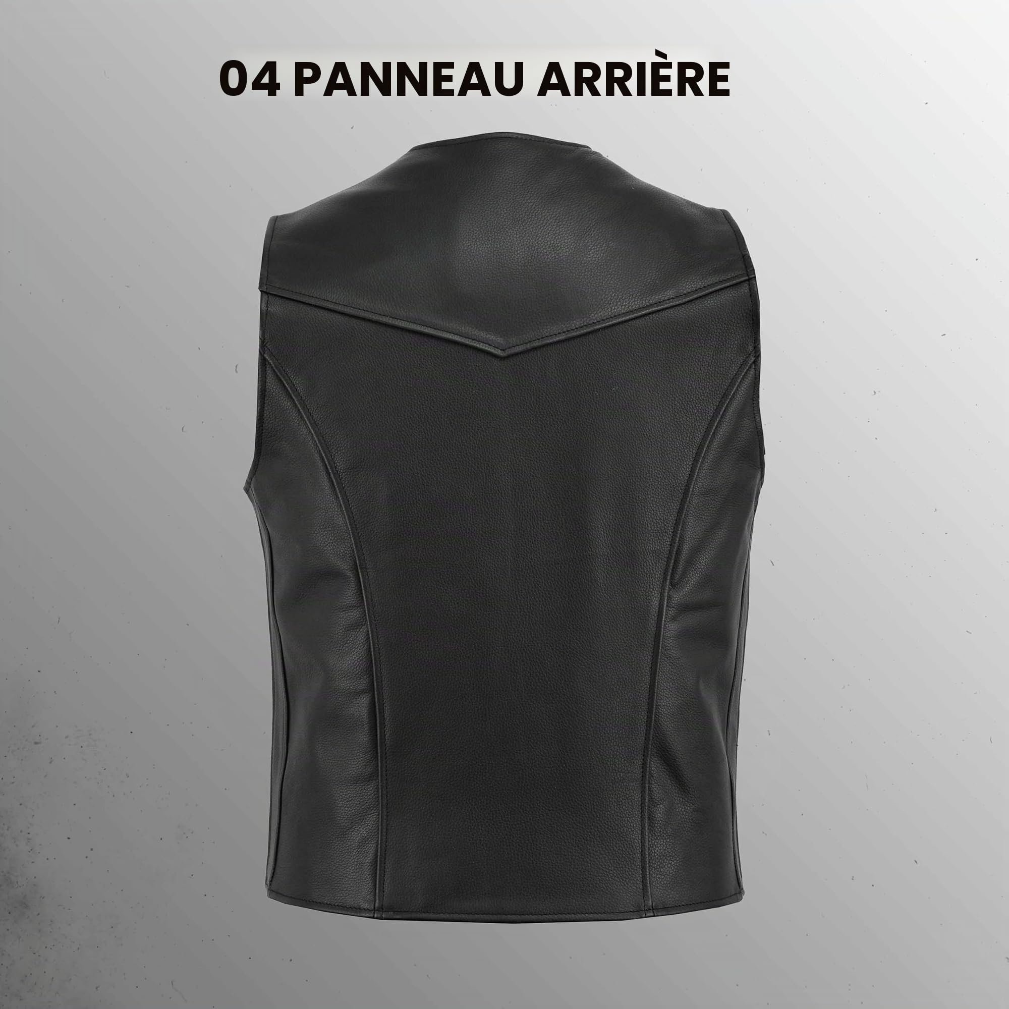 Leatherick Gilet en cuir véritable pour hommes de, noir - Style motard Mode décontractée