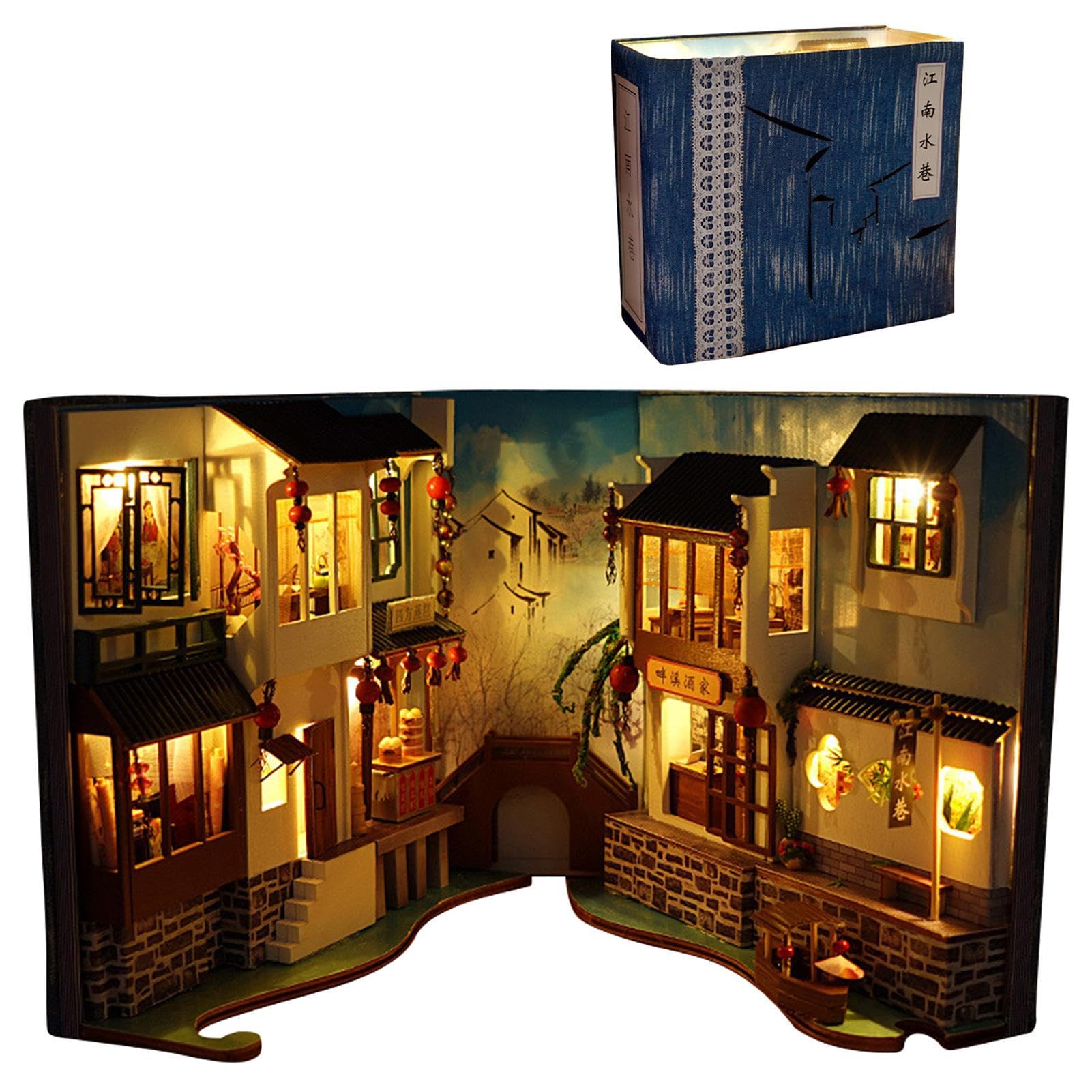 DIY Book Nook Kit, Kit De Maison De Poupées Miniatures Avec Meubles Et