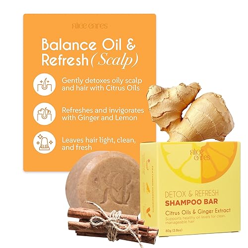 Miniatura 2 de Barra de champú Detox & Refresh  pH equilibrado, vegano, sin sulfatos ni parabenos  con aceites cítricos, jengibre y canela  2.8 oz  Barra de champú