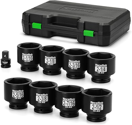 Miniatura 9 de Juego de llaves de impacto de 3/4" de 6 puntas poco profundo, surtido jumbo de 29 piezas, CR-MO, SAE, 3/4 pulgada - 2 1/2 pulgadas, estuche de