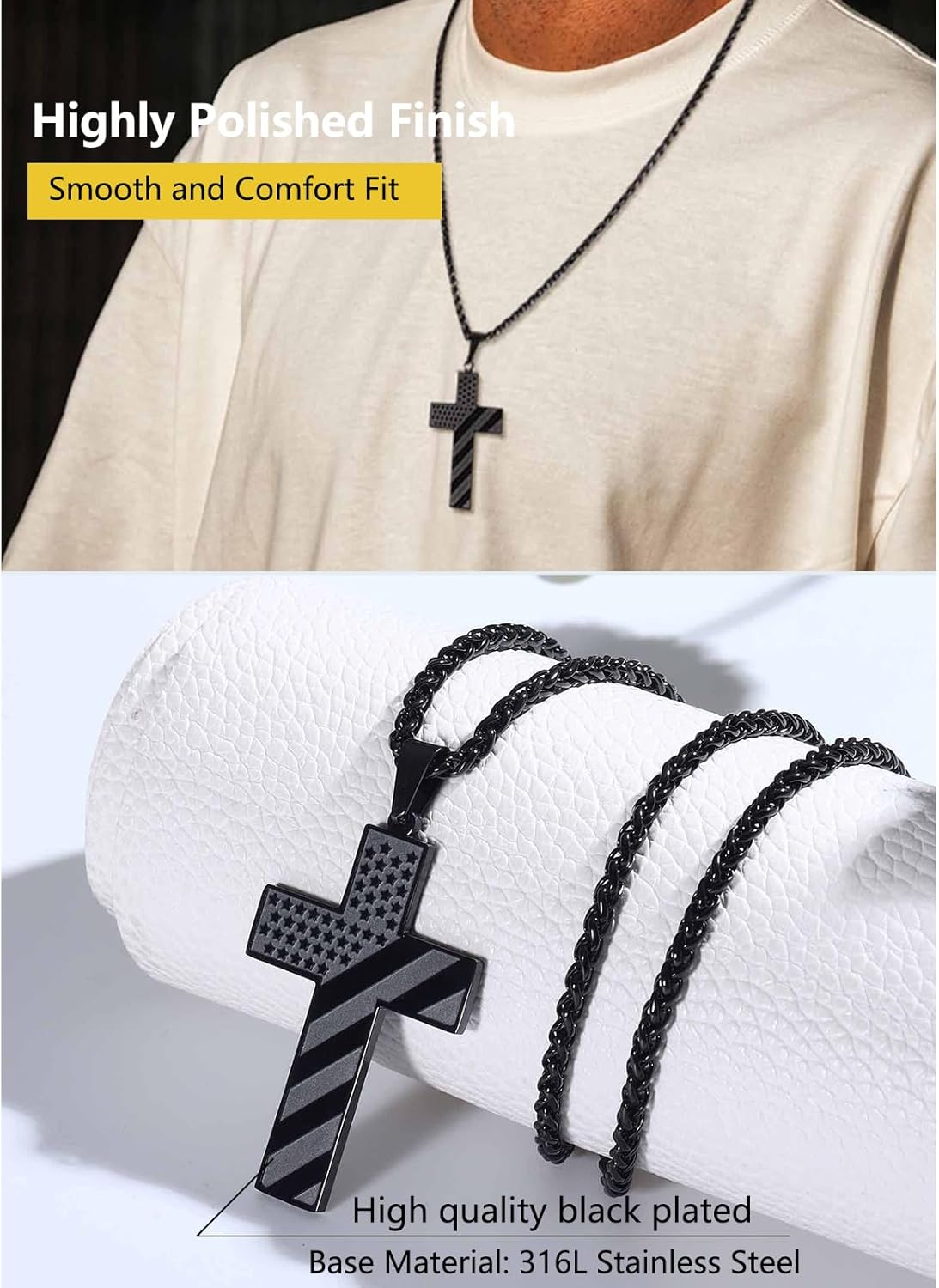 Cross Necklace for Men Boys Son Grandson Birthday Baptism Christian Graduation Christmas Gifts - Image 5
