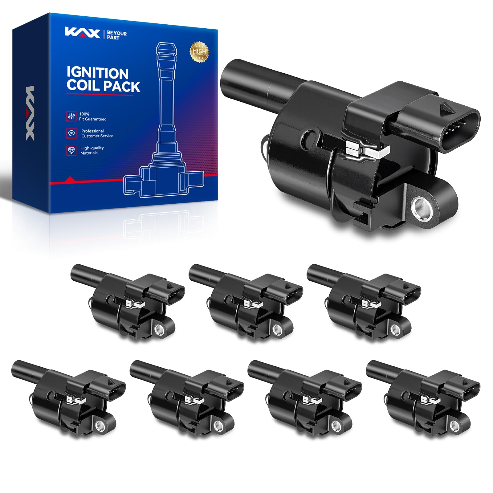 KAX 8 Ignition Coils for Chevy Silverado 1500 2014-2023 4.3/5.3/6.2L