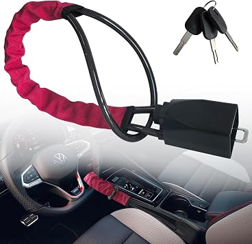 Steering Wheel Lock with 3 Keys, Universal Seat Belt Lock, Anti Theft Steering Wheel Lock Fit Most Car Truck SUV Van Vehicles Security