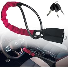 Steering Wheel Lock with 3 Keys, Universal Seat Belt Lock, Anti Theft Steering Wheel Lock Fit Most Car Truck SUV Van Vehicles Security