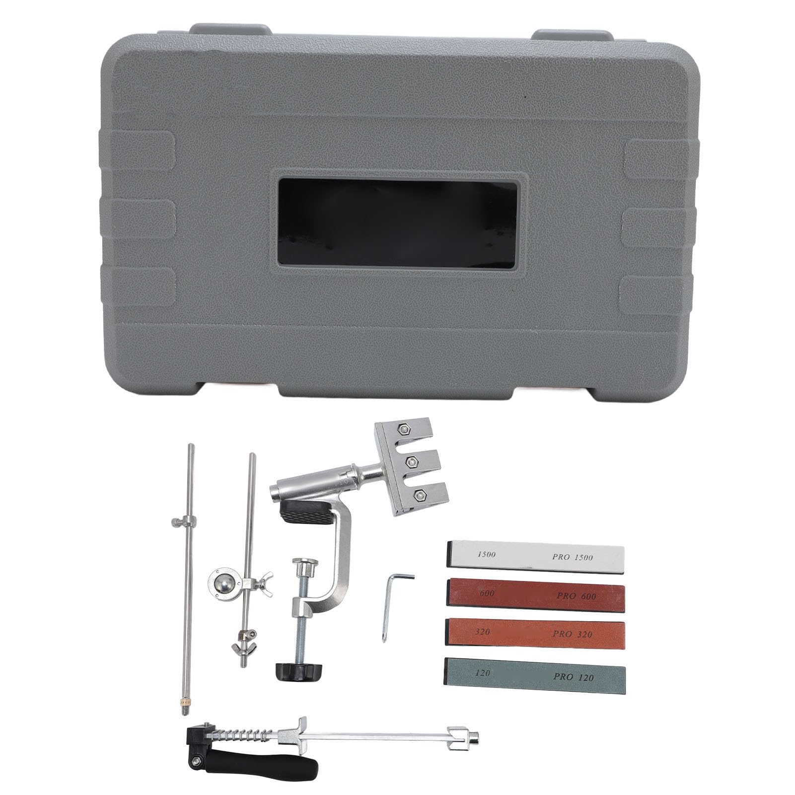 Cocoarm Kit Affilacoltelli Ad Angolo Fisso Affilacoltelli Ad Angolo Fisso in Lega di Alluminio con Design Flip a 360 Gradi 4 Pietre di Corindone Bianche Morsetto Regolabile per Utensili da Cucina e