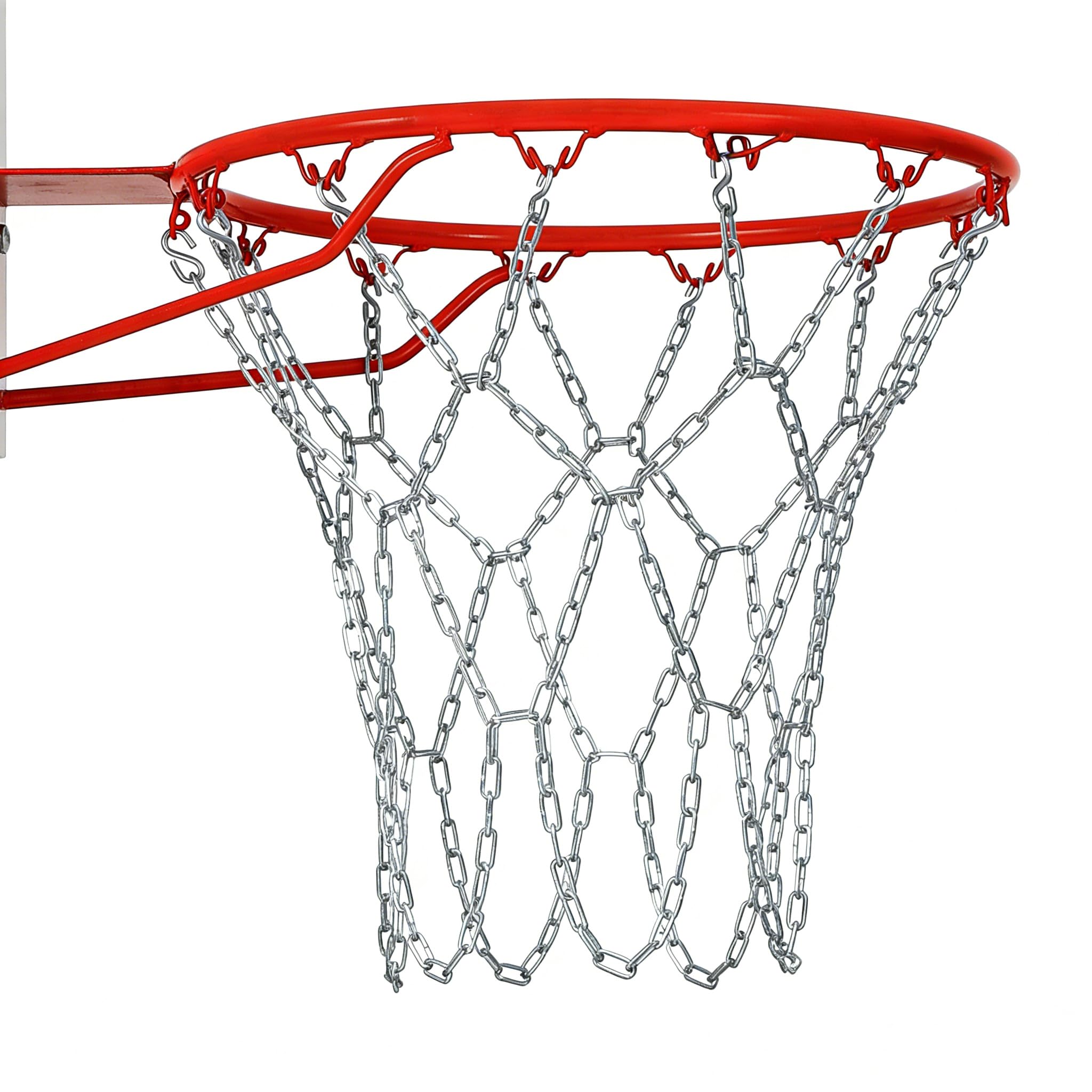 Porta da basket in acciaio inox, dimensioni standard, 48 cm, con 12 passanti, rete da basket in metallo, per interni ed esterni (solo catena)