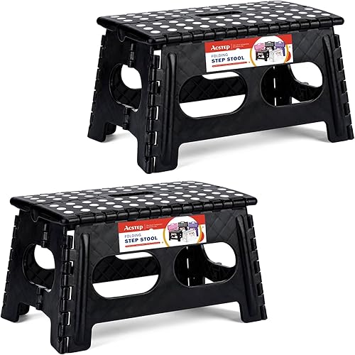 ACSTEP Taburete plegable para niños y adultos, taburete extra ancho de 15 pulgadas de altura de 9 pulgadas (2 unidades), más seguro y cómodo,