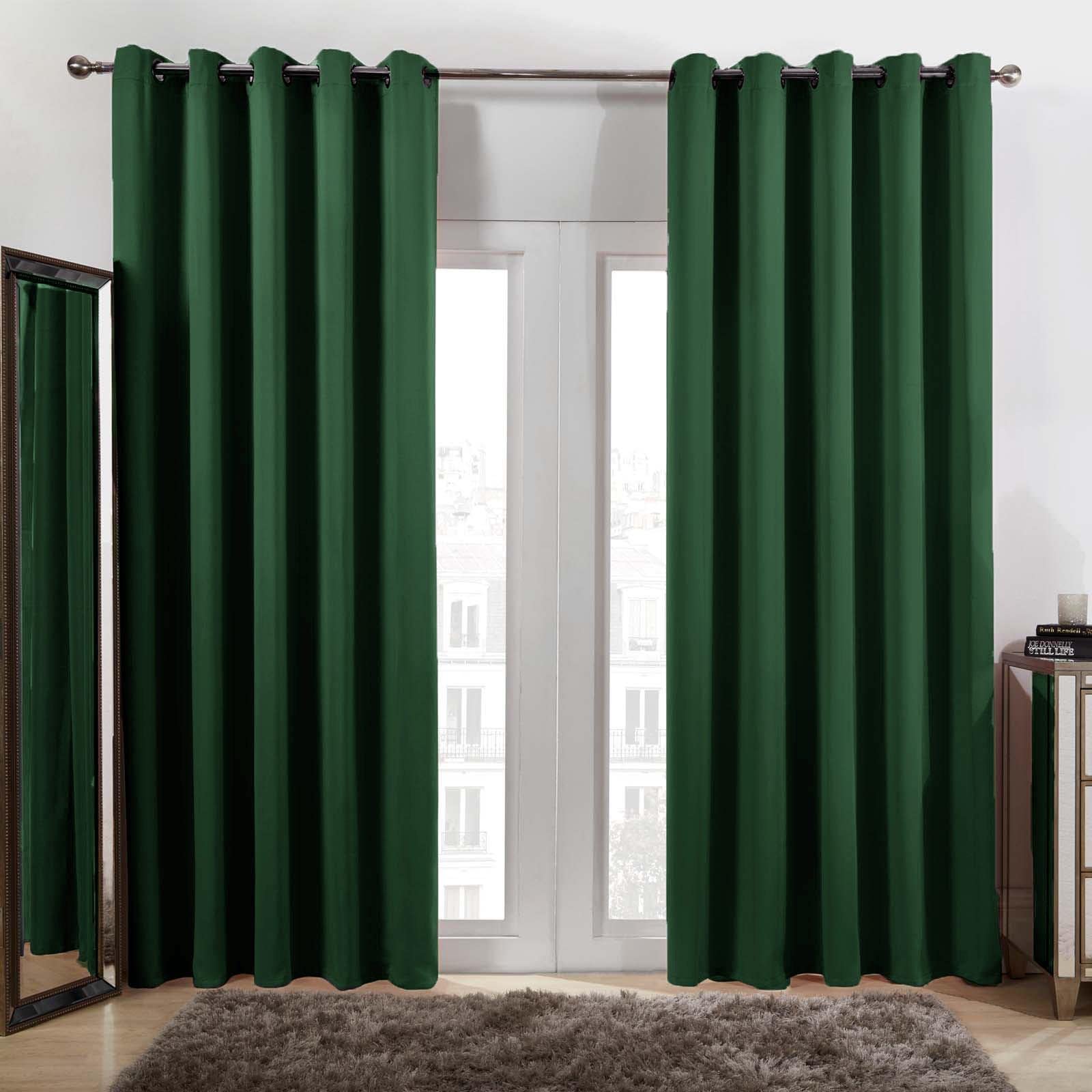 Dreamscene Bedroom Blackout Curtains Forest Green Eyelet, Thermal