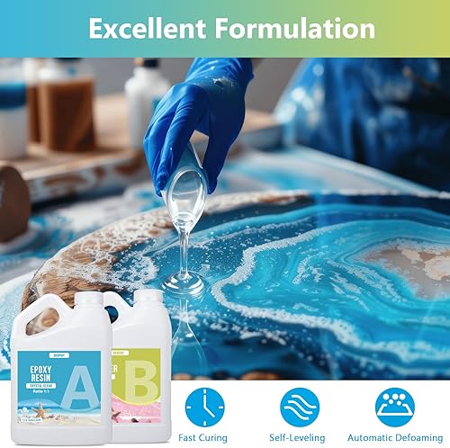 Miniatura 11 de OcePor Resina epoxi de 1 galón, kit de resina epoxi transparente, sin amarillamiento, sin burbujas, resina de fundición para manualidades