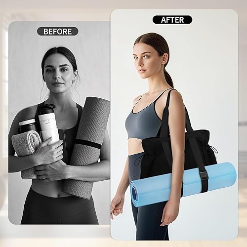 Miniatura 3 de Yoga Bags for Women Gym Tote Bag with Adjustable Mat Holder Yoga Mat Carrier Shoulder Bags for Workout Pilates Travel Beach Work Shop