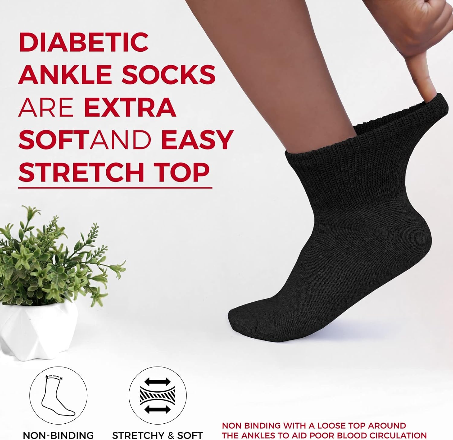 Diamond Star Diabetic Ankle Socks for Men and Women, Non Binding Cushioned Cotton Socks for Sensitive Feet Care - Image 5