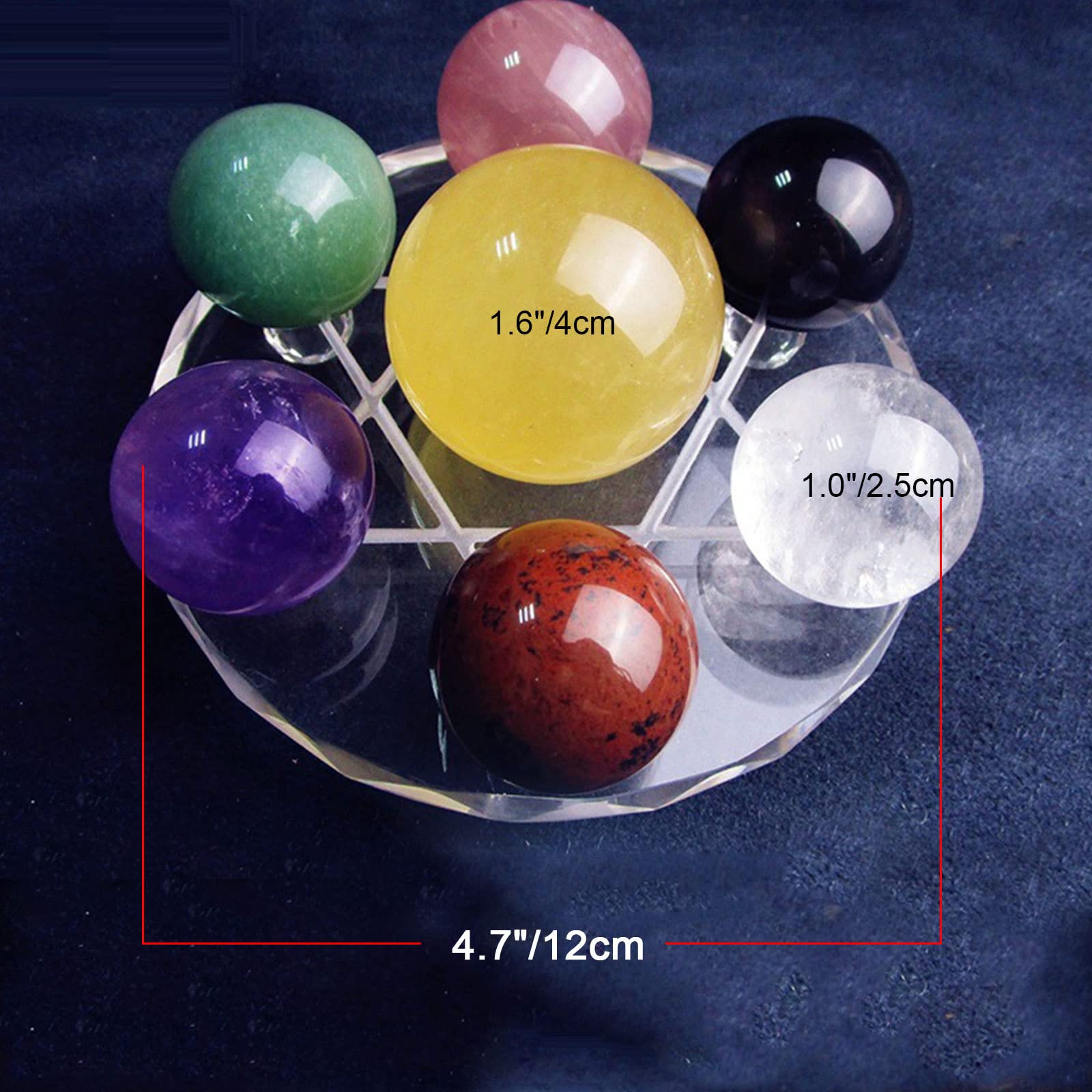 7 Bolas de Piedras de Cristal Naturales, Esfera, Adornos de Siete Estrellas for Fengshui Reiki, Piedras caídas Que equilibran Regalos metafísicos, Regalo 5,9 (Size : 4.7)