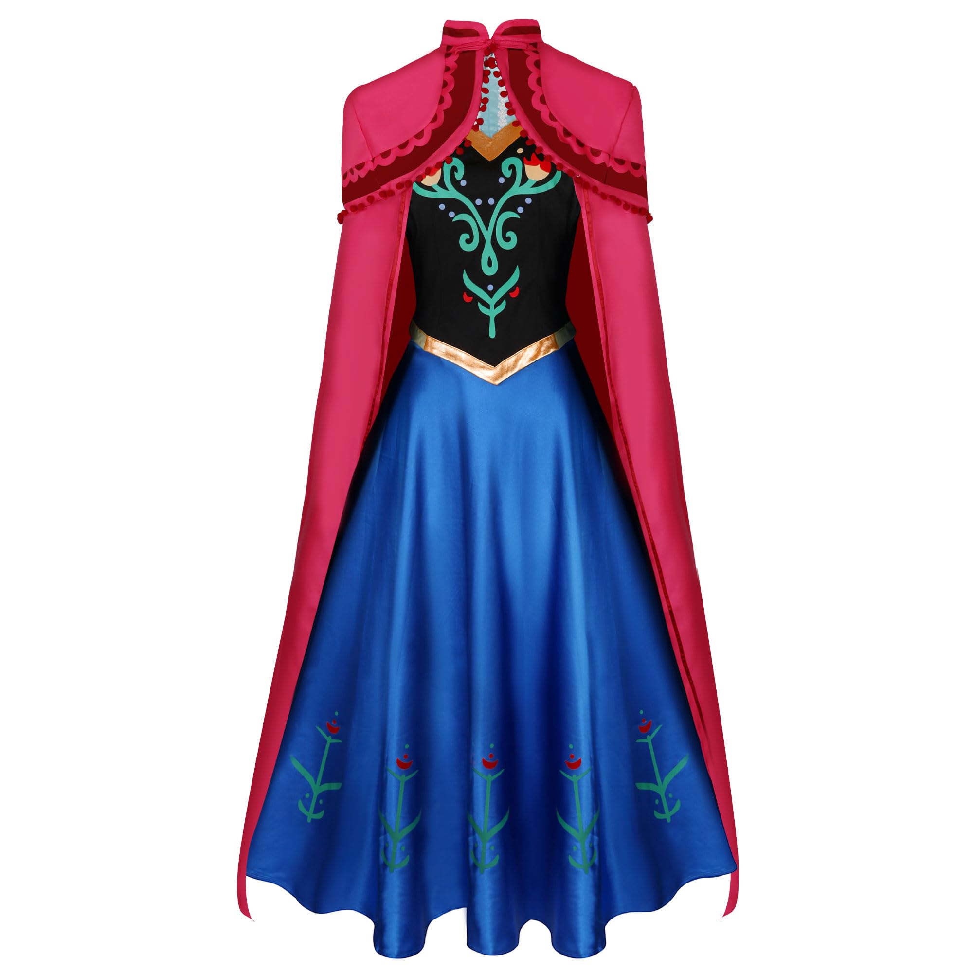 Tinyones Princess Dress Adult Women's Luxury Princess Adult Costume Cosplay Halloween Costume with Cloak