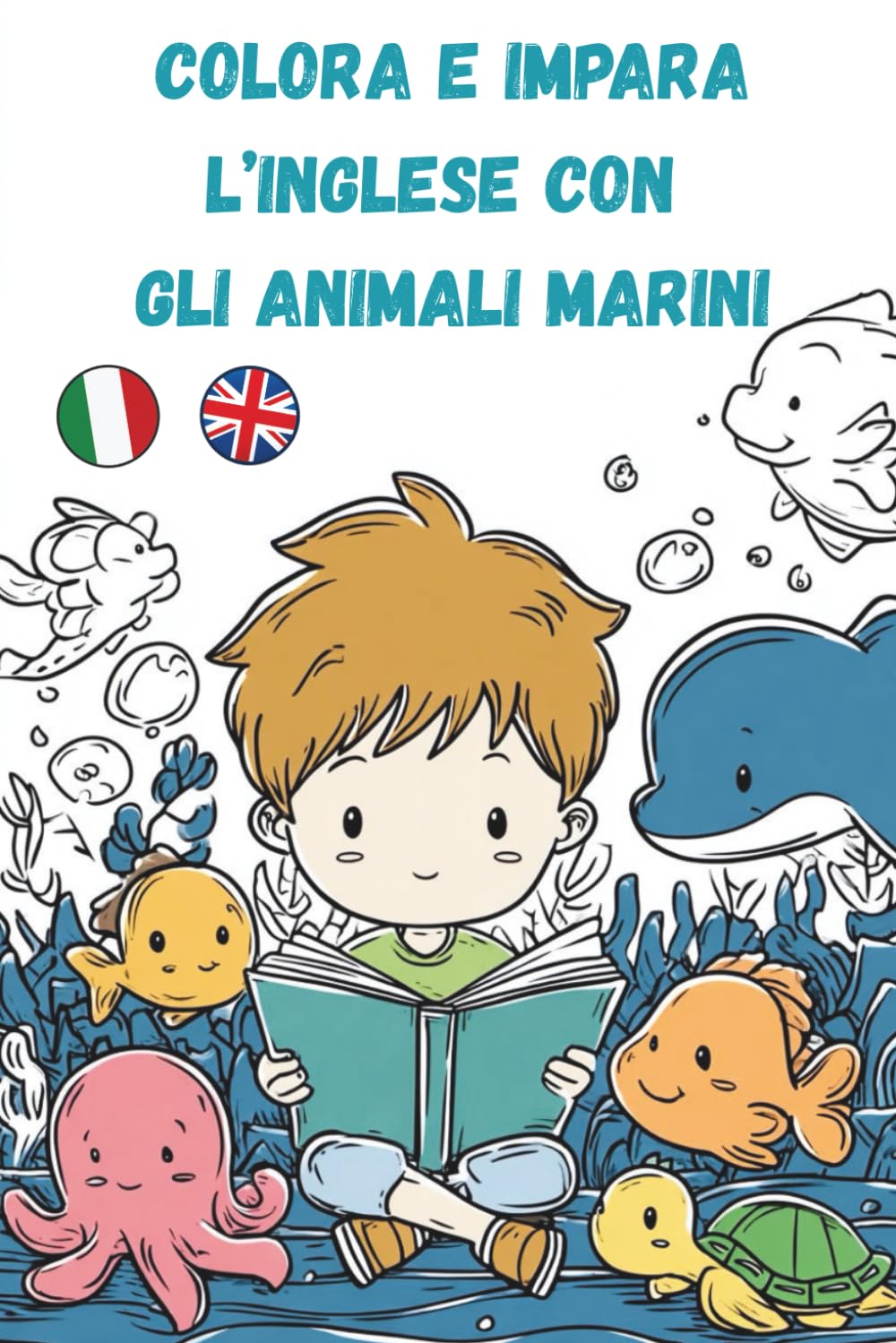 Animali marini da colorare: Impara l'Inglese mentre colori gli animali