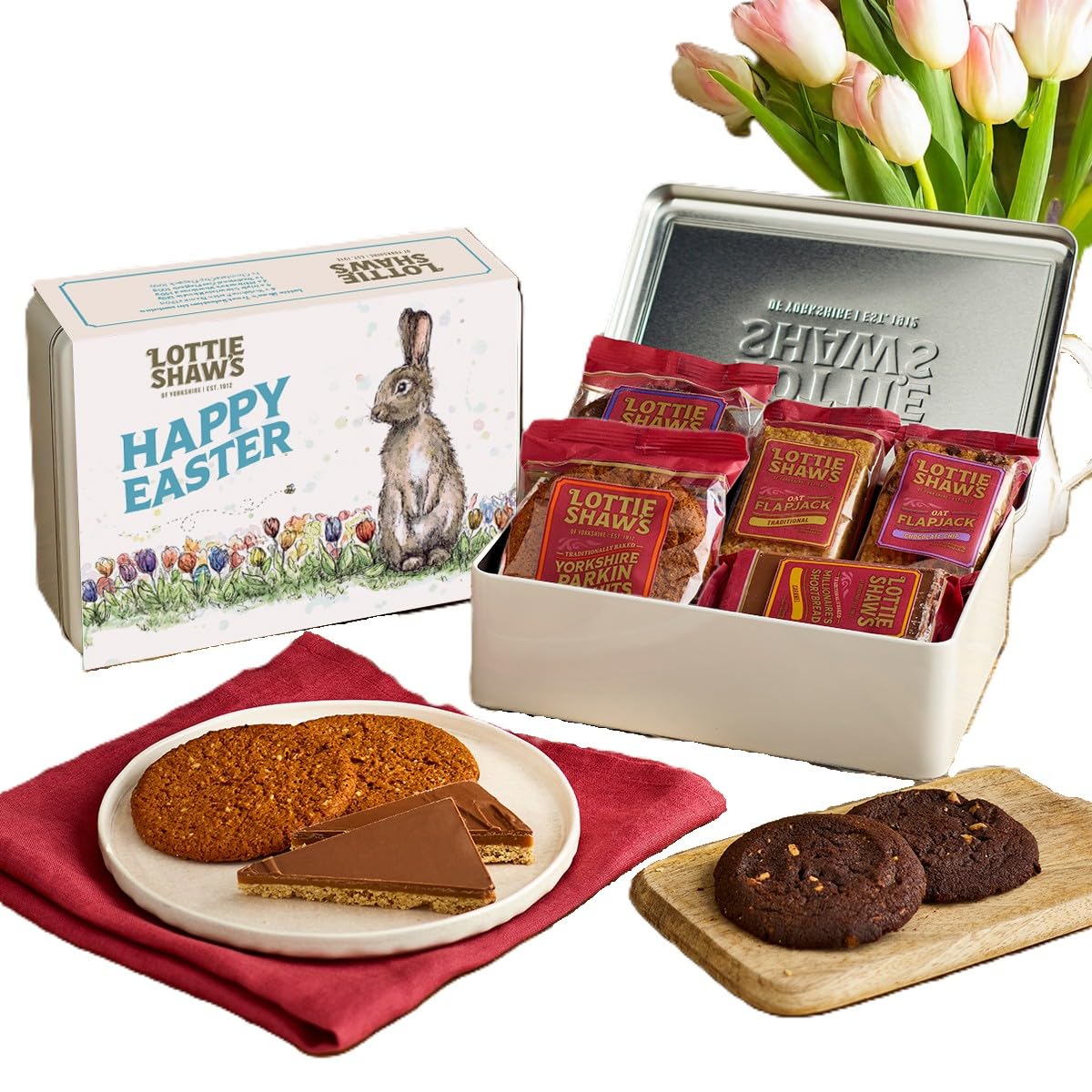 Lottie Shaw's Easter Tin – Eleanor Tomlinson Illustration, Biscuits, Flapjacks & Shortbread, Yorkshire Bakery