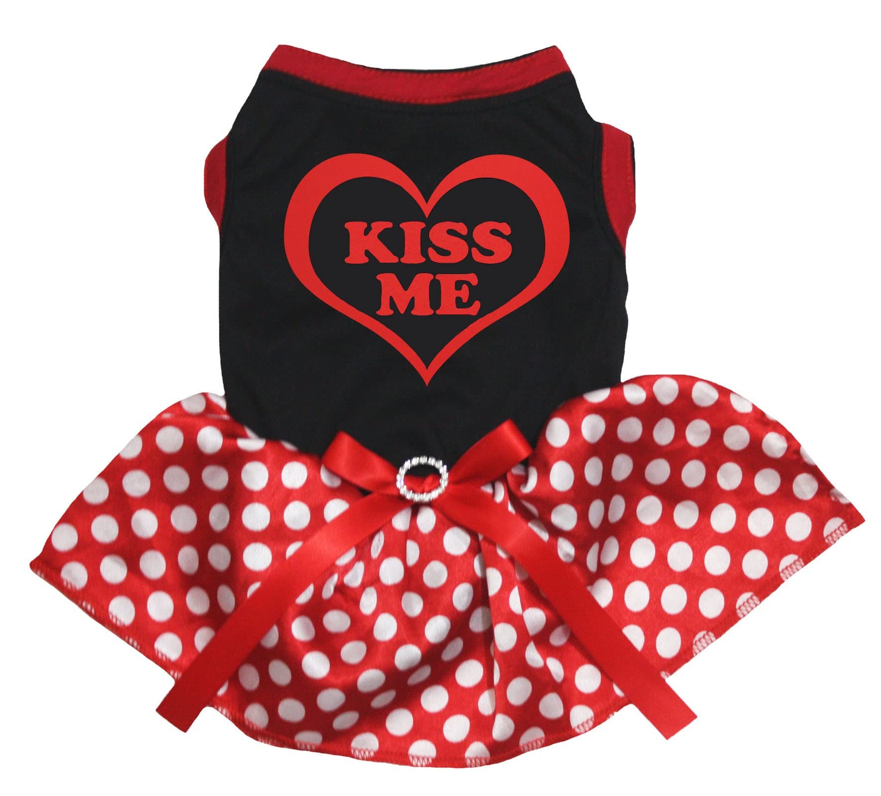 Robe pour chien Kiss Me Heart à pois rouges légere XS