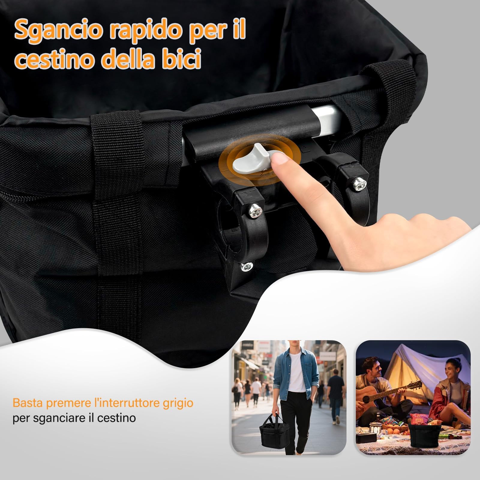 Cestino anteriore per bicicletta pieghevole, impermeabile, per animali domestici, con telaio in alluminio, per cani piccoli, shopping, viaggi (nero)