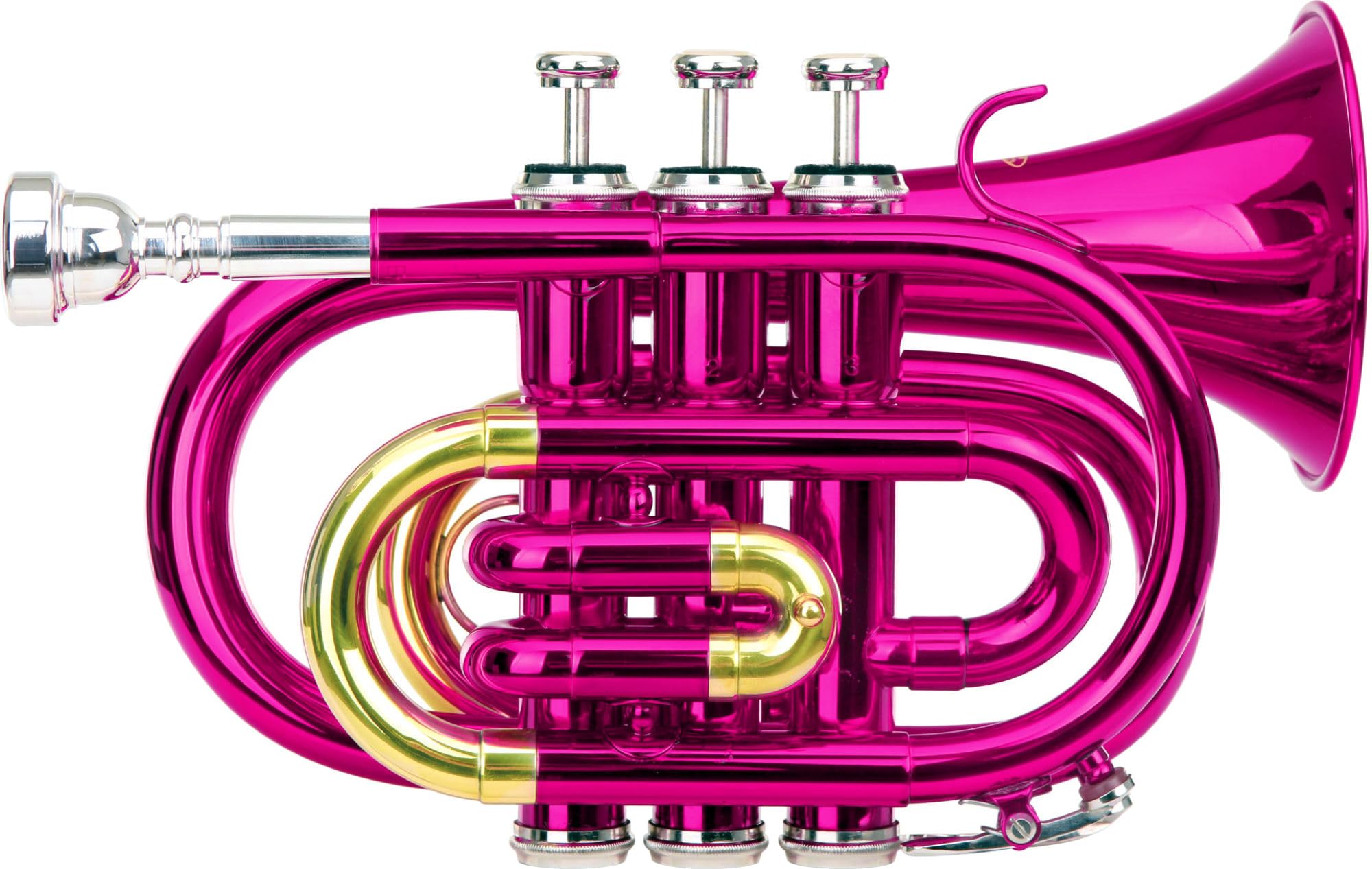 Classic Cantabile Brass TT-400 bb odmrażacz kieszonkowy (mosiądz, średnica kubka: 93 mm, otwór: 11,8 mm, nastrojenie: Bb, w zestawie lekka walizka, ustnik, ściereczka do czyszczenia, rękawiczki) różowy