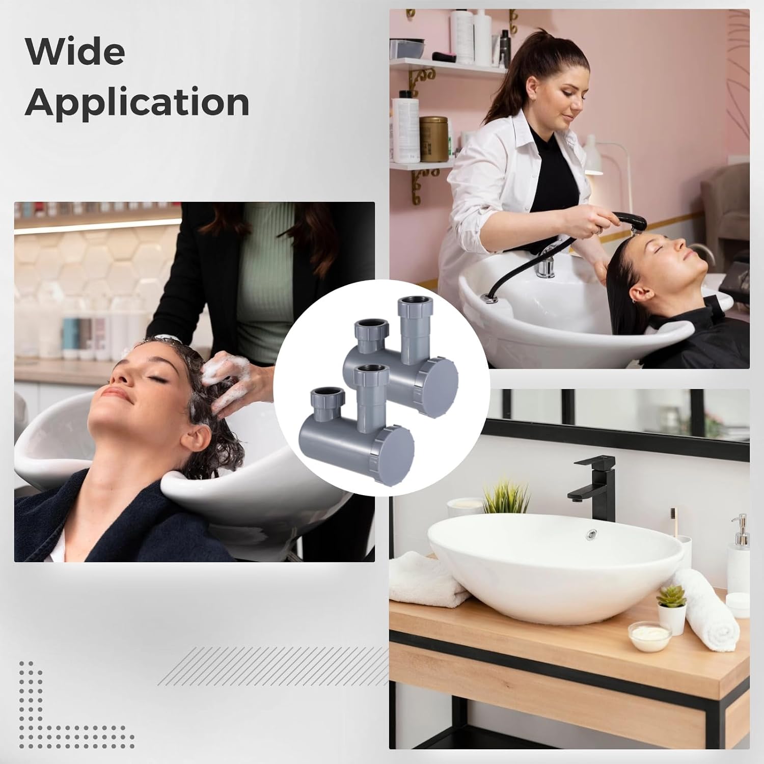 2 PCS Shampoo Bowl Sink Hair-P Trap, 1-1/2 in Sink Hair Cather for Bathroom Salon, Leakproof Seal, Removable End Cap, Easy Installation
