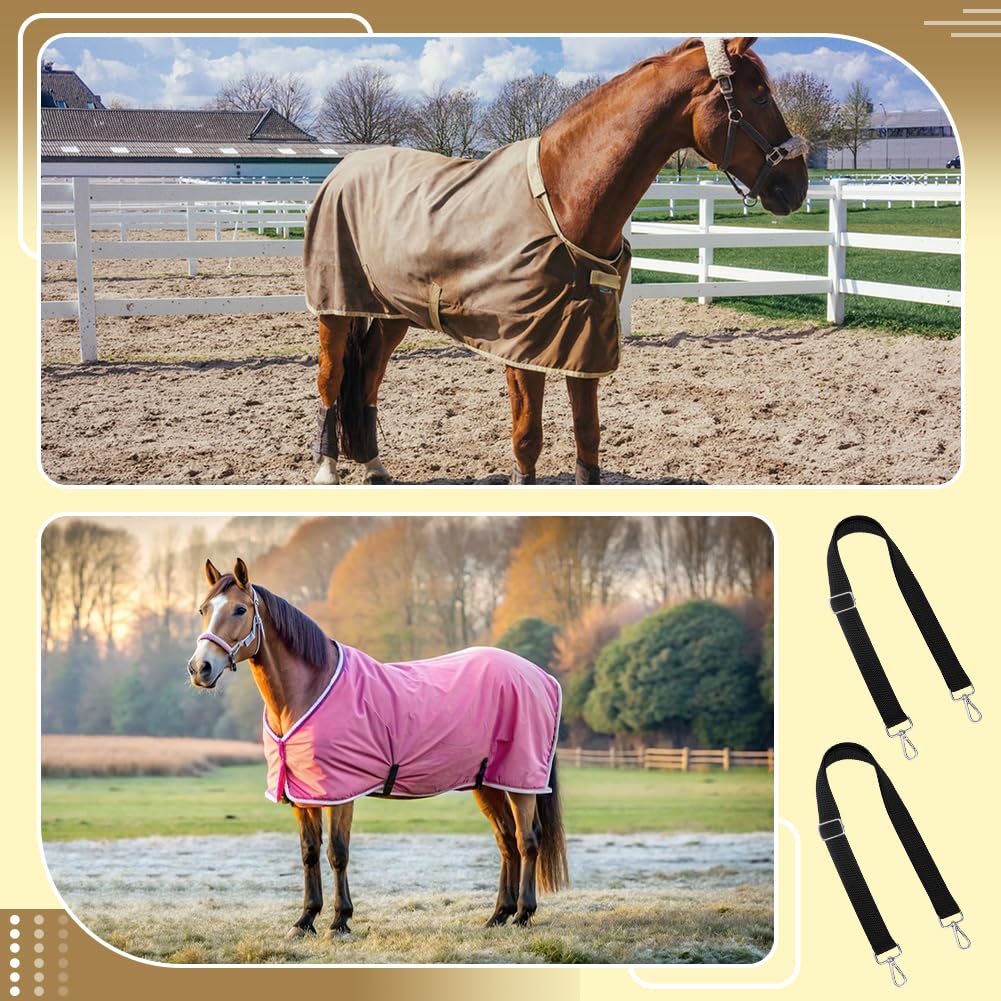 BENECREAT 6 Stück Pferdeblanket Sheet Beinriemen, Ersatz dehnbarer Bauchriemen mit doppelten Schwenkschnappen, 56.5~100.5cm verstellbare elastische Riemen für Weide und Stall