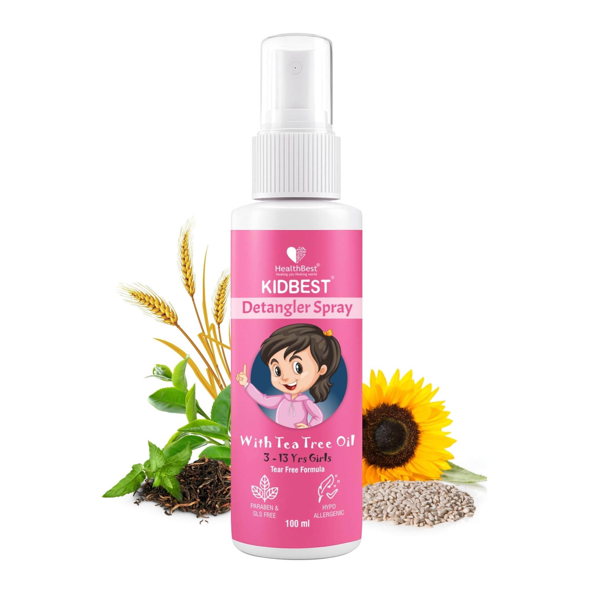 HealthBest Kidbest Detangler Spray for Kids Hair | Soft & Shiny Hair |Tea Tree Oil | Tear-free | Tangle-Free Hair | 100ml-picture-37