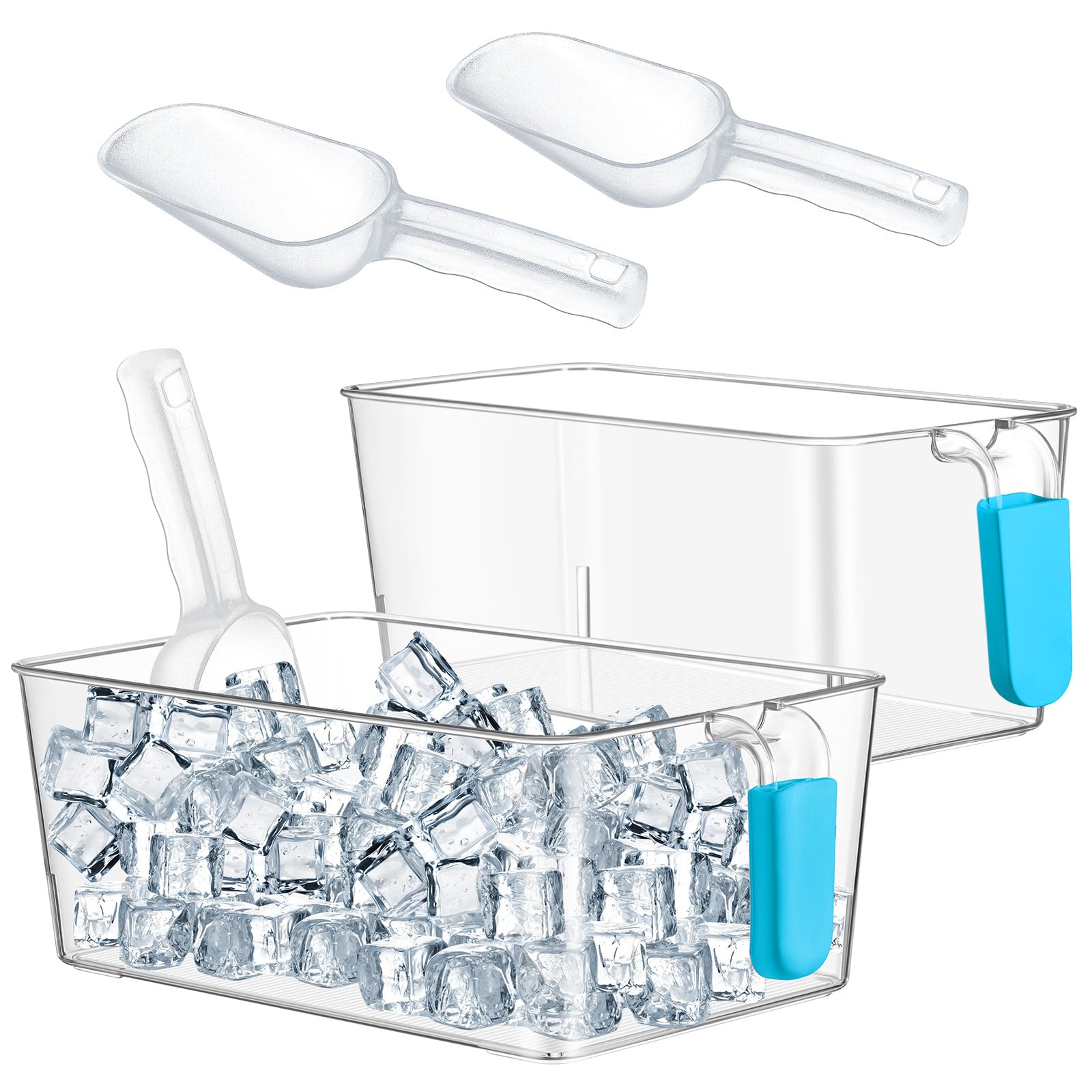 Havawish Ice Storage Bin and Flexible Scoop Set Plastic Freezer Bin