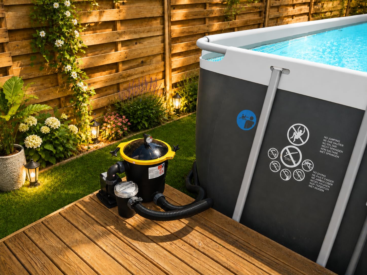 Depuradora de piscina TOPFILTER 4.800 l/h, ULTRASILENCIOSO bomba de solo 80W con prefiltro y conexión Intex ® / Bestway ® 32 y 38 mm