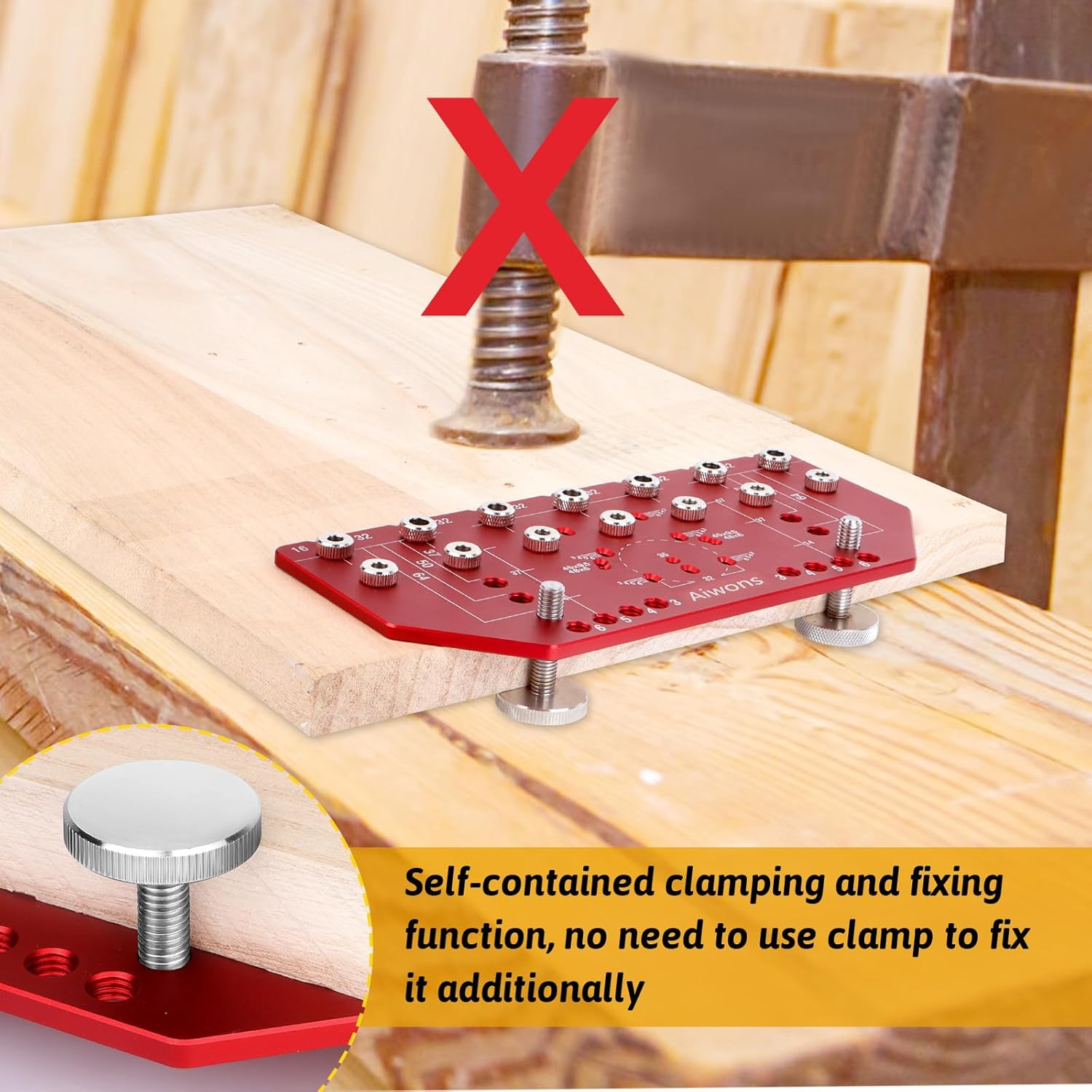 Shelf Pin Jig and Hinge Jig 2-in-1 - Aluminum Alloy Cabinet Hole Drilling Template For Woodworking - Shelf Pin Drilling Jig with 1/4" and 5mm Drill Bits - Concealed Hinge Jig for Cabinet Doors