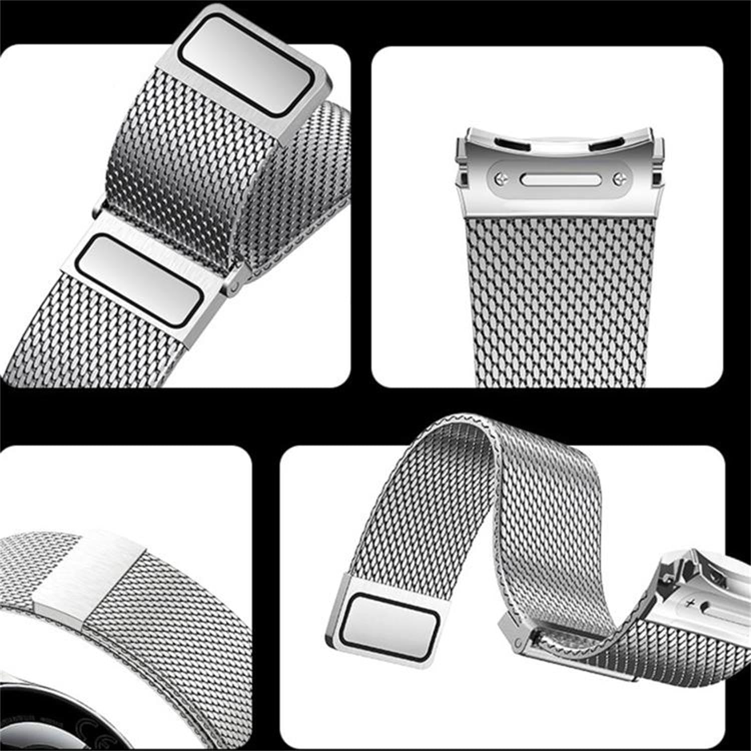 VeveXiao Rugged Milanese Strap Compatible with Huawei Watch 5 46mm Bands Men, No Gaps Luxury Stainless Steel Alloy Metal Replacement Bands for Huawei Watch 5 42mm Women Strap