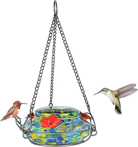 Miniatura 10 de Natures Way Bird Products MHF4 - Comedero de colibríes soplado a mano capacidad de 16 onzas rojo