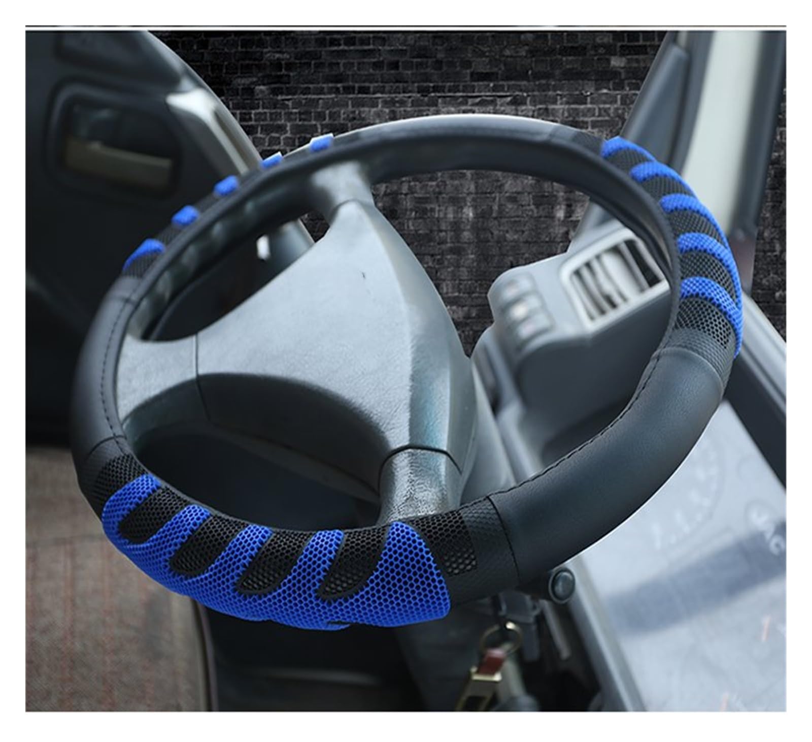 Funda Volante Coche Cubiertas De Volante De Cuero PU Azul, Cubierta De Volante De Coche De Diámetro para Coche, Autobús, Camión, 36 38 40 42 45 47 50cm Cubierta Volante (Tamaño : 47CM)
