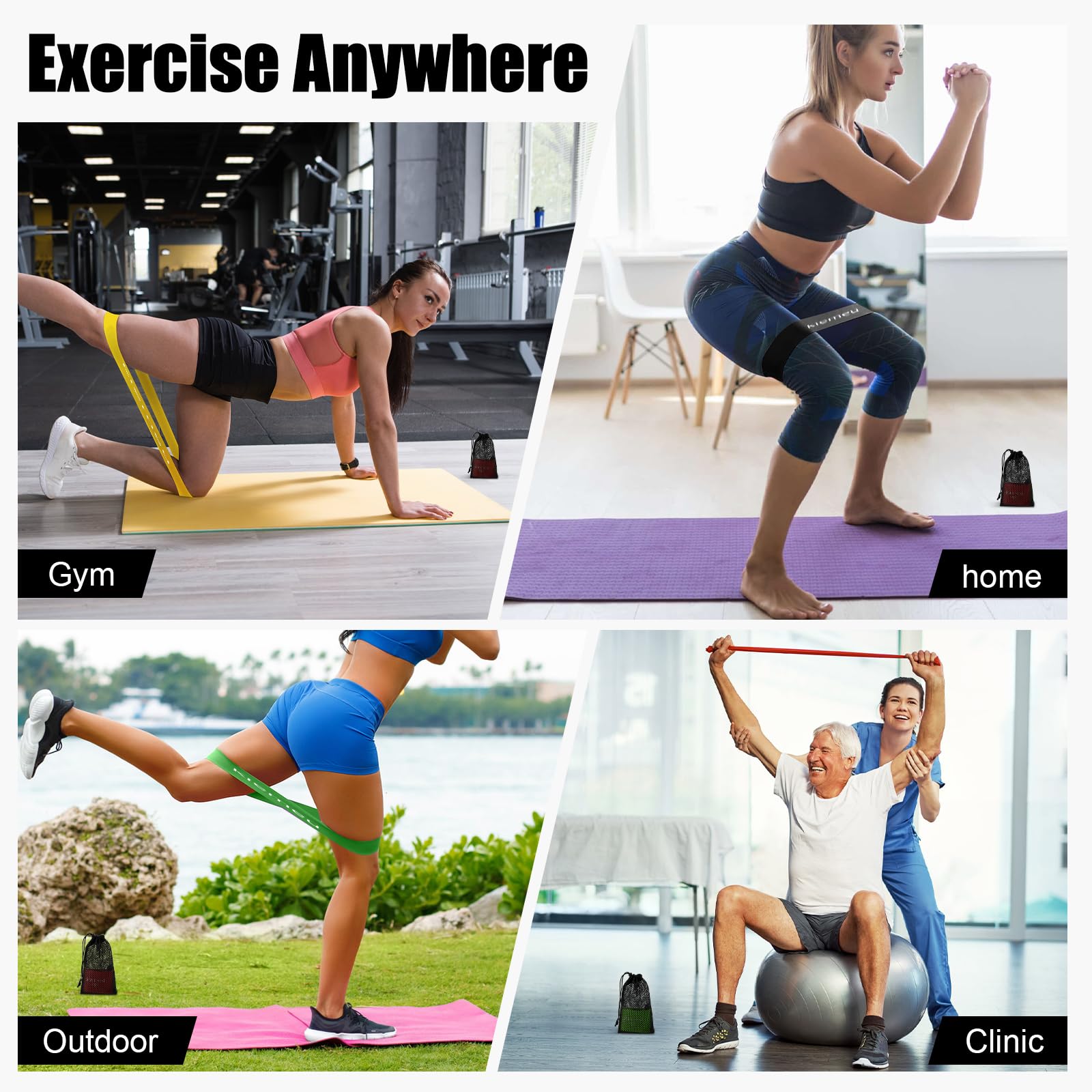 Mini bandas de resistencia de bucle para entrenar piernas, bandas elásticas para bandas de ejercicio, bandas de ejercicio de goma para terapia física y rehabilitación, versión mejorada de 6 cm