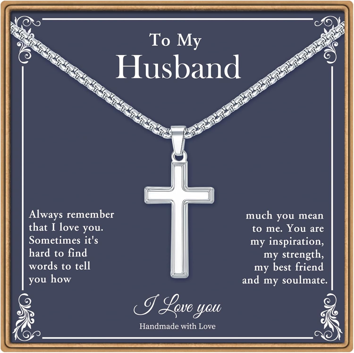 Gifts for Men - Cross Necklace Gifts for Men, Black/Gold/Silver Cross Necklace Stainless Steel Cross Necklace for Men Gifts Dad Son Birthday Gifts for Dad Son Husband Necklace for Men