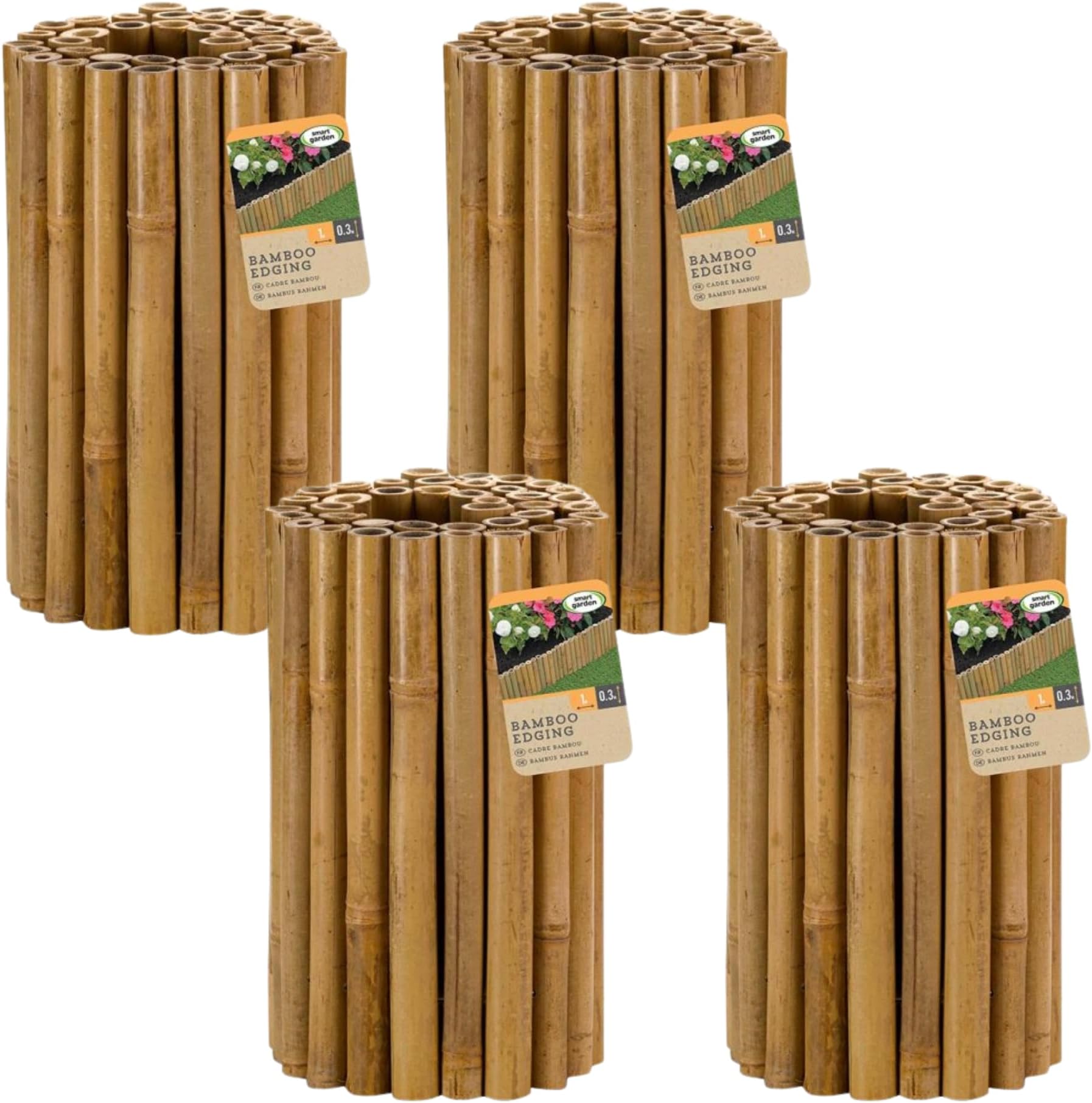 Garden Mile Set Of 4 Bamboo Log Roll Border Edging 30cm X 100cm Heavy Duty Lawn Edging Border Ideal For Flowerbeds Pathways Yard Lawn Edge Wooden Garden Decorations Border Fencing