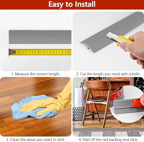 Miniatura 4 de Tira de transición de suelo de 20 pies, autoadhesiva para azulejos de suelo, bordes de PVC, tira de unión de suelo para despegar y pegar, adecuada