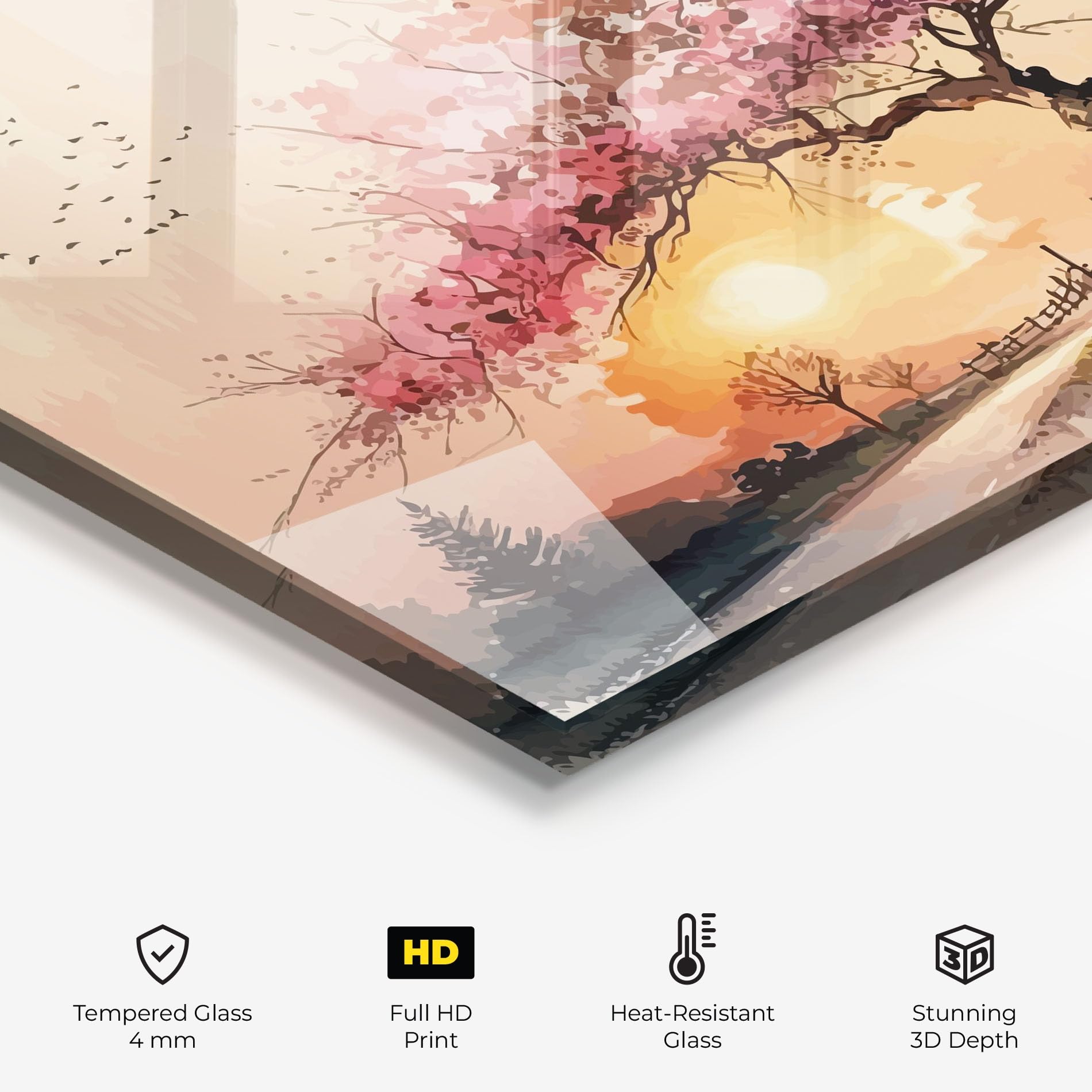 ARTHUB® Crédence de Cuisine en Verre 70x100 cm, Sunset Spring | Protection Contre Les éclaboussures, Revêtement Mural en Carreaux, Plaque en Verre, Verre trempé, Paysages, Printemps