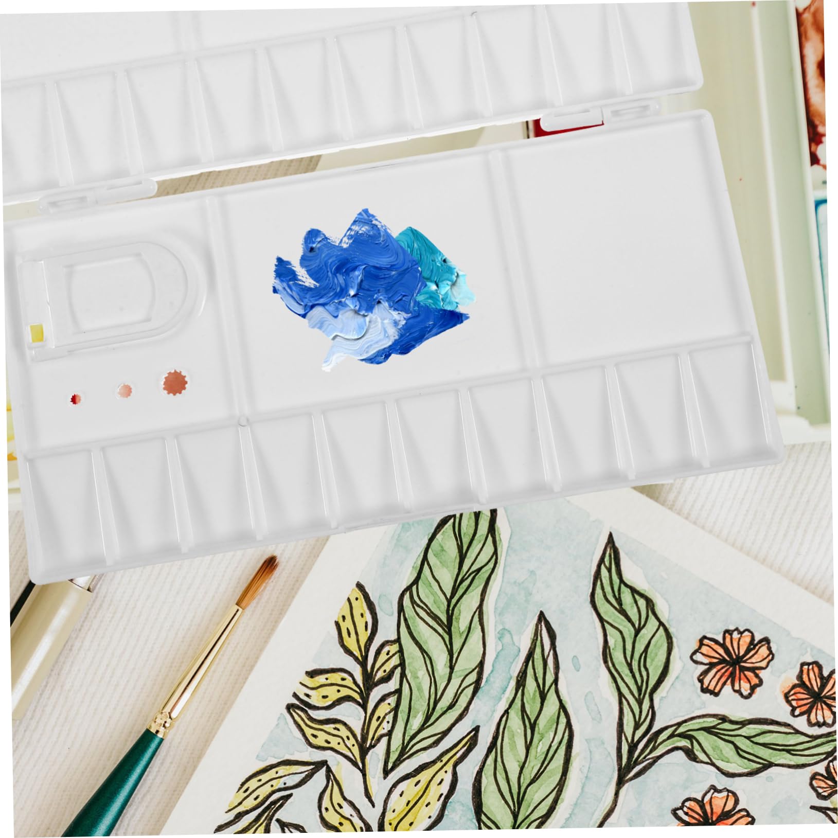 DOITOOL 5pcs Box Watercolor Mixing Tray Set 12 Compartment Palette Box for Artists