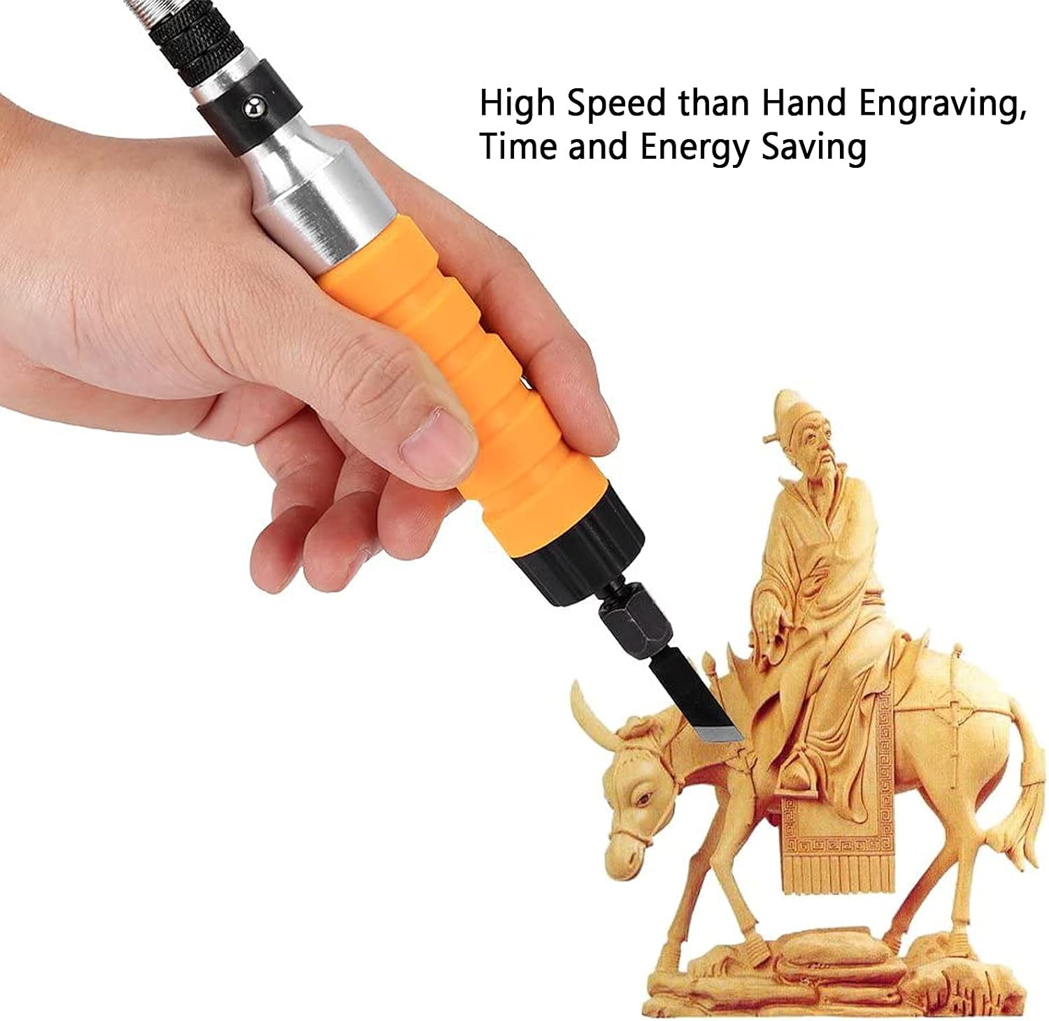 Electric Woodworking Carving Knife Kits, Electric Chisel Carving Tool, 5 Blades and 1 Hex Wrench Set, Woodworking Carving Chisel with Rubber Flexible Shaft
