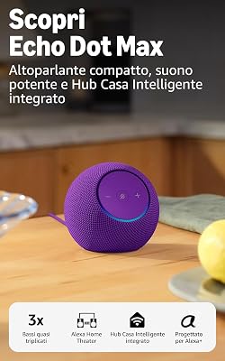 Amazon Echo Dot Max (ultimo modello) – Altoparlante Alexa con audio avvolgente, Hub Casa Intelligente integrato, Ametista, con Accesso Anticipato ad Alexa+