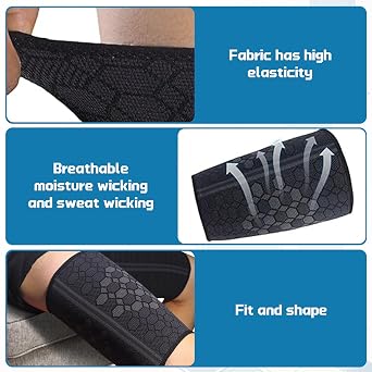 Thigh Compression Sleeve, Elastic Hamstring Support, Sweat-Absorbing Thigh Compression Support Sleeve for Men & Women Muscle Injury/Pain Relief/Physical Exercise