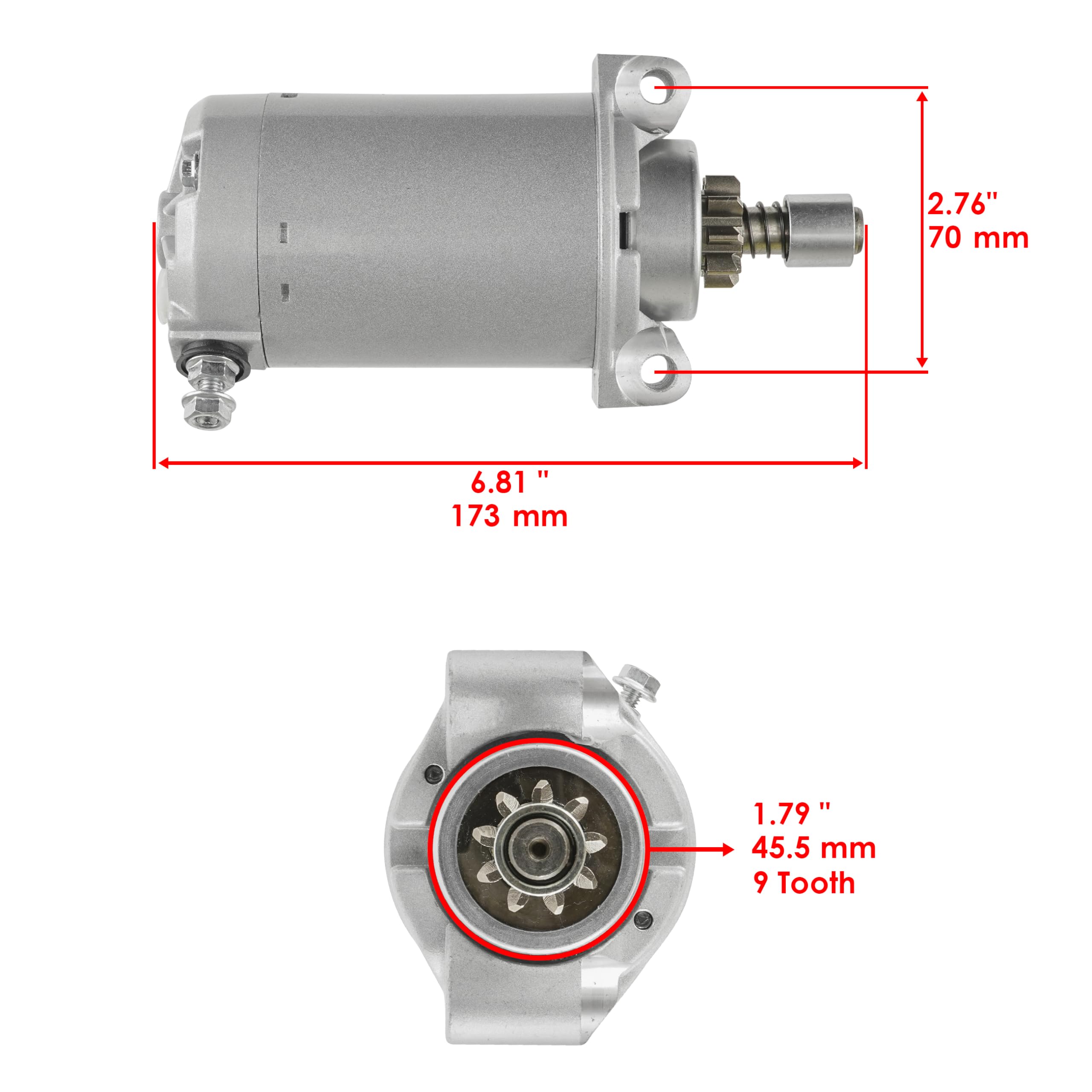 12V Starter Motor For John Deere 130, GX75, RX75 Lawn Mowers - 9HP Engine Replacement - RS09-01399