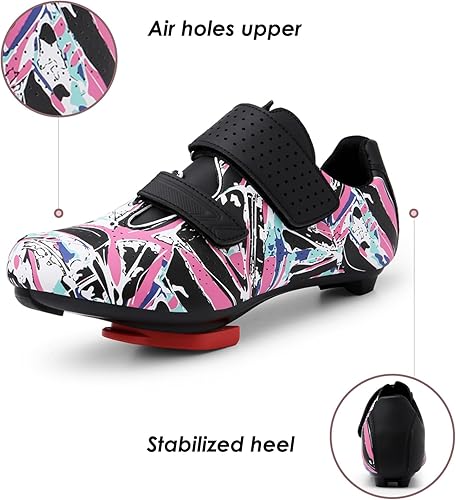 Miniatura 3 de Zapatos de ciclismo para mujer compatibles con Peloton Look Delta tacos SPD zapatos de ciclismo de carretera para interiores y exteriores para mujer