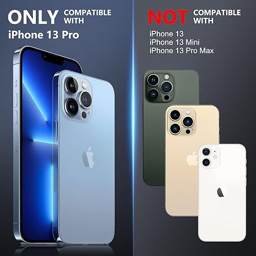 Miniatura 8 de Temdan Funda para iPhone 13 Pro, compatible con MagSafe, protección contra caídas de grado militar de 10 pies, antideslizante, 2 protectores de