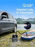 Niphean Paddle Board Electric Pump, 50 PSI Auto Dual Stage Air Pump | 12V DC Car Connector, Inflation &Deflation, Portable rechargeable Pump for Stand Up Paddle Board/Kayak/Boats/Tents/Tires