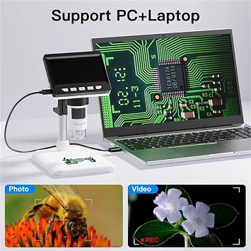 Microscope, 4.3 Inch Digital Microscope 1080P 50-1000x Coin Microscopio 2000mAh Soldering Microscope For Electronics Repair PCB PC Laptop,Lab & Scientific Products