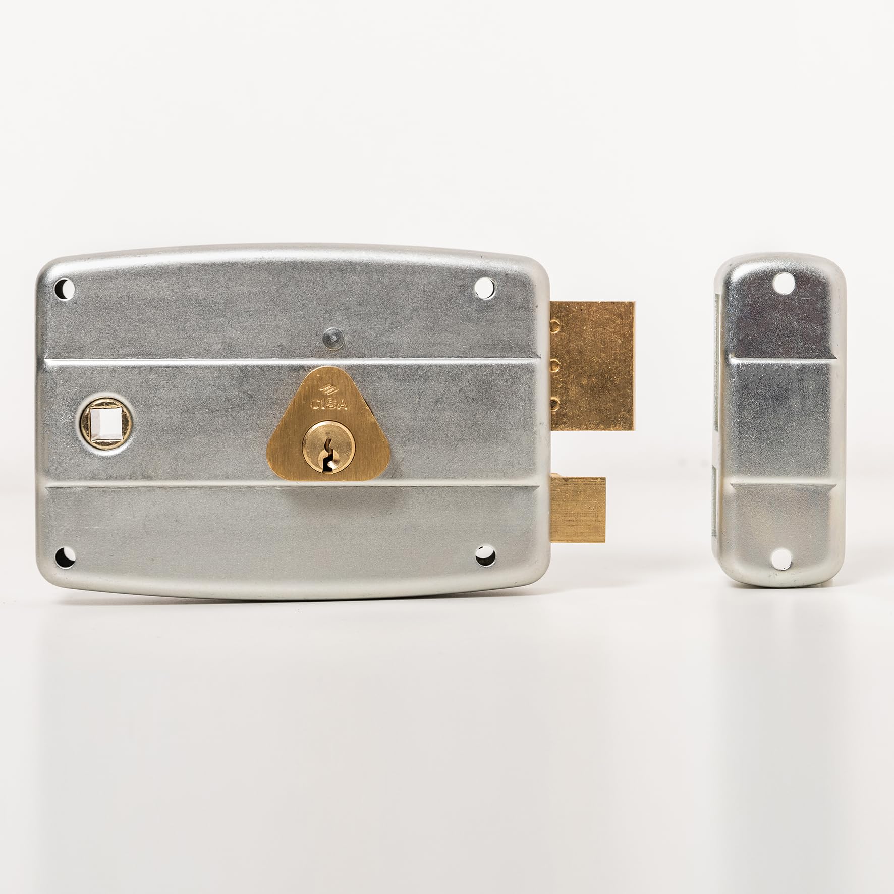 CISA - Serrure de porte en fer à appliquer 15057160179 - Serrure en acier galvanisé avec cylindre et cadre de poignée passant - Serrure de porte extérieure Entrée 60 - Main Droite Appliquer