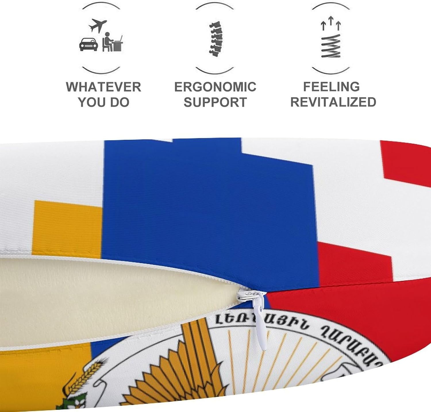 Flag of Republic of Artsakh Funny Travel Pillow U Shaped Memory Foam Neck Pillows Portable for Flight Car Home Office