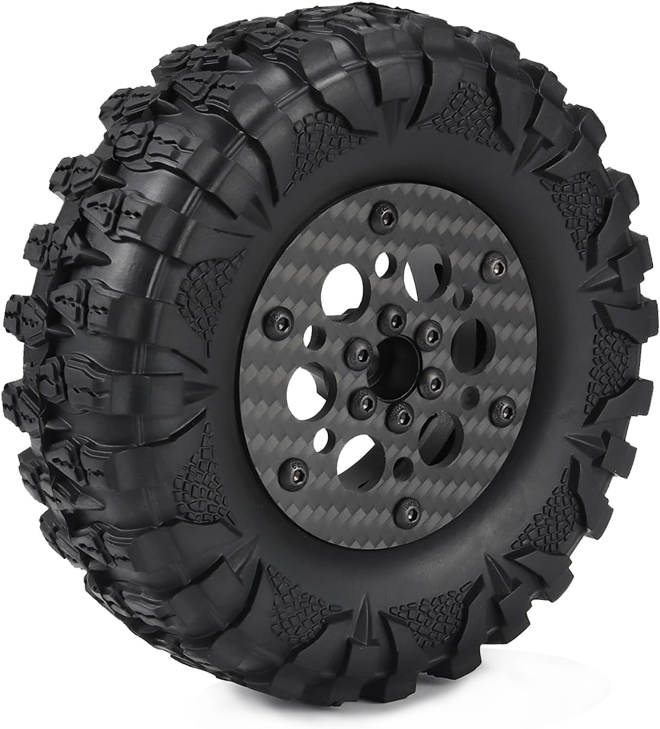 2.2 beadlock Wheels 4PCS Carbon Fiber Wheel Rims for 1/10 RC Crawler Cheater Rigs Capra SCX10 Pro TF2 Element Enduro TRX4 Upgrades accessories (Carbon Fiber 2.2 beadlock Wheels D)